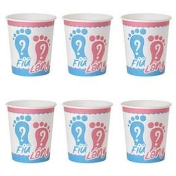 Pohár - Fiú vagy Lány Babaváró Parti Papír Pohár, 250ml, 6 db