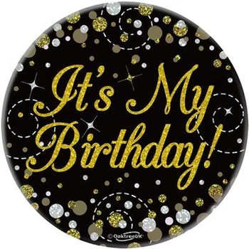 Kitűző - Fekete/Arany, It's my Birthday