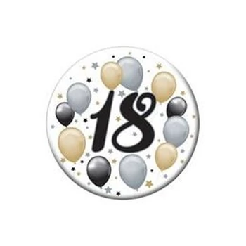 Parti kitűző - 18-as Elegáns Léggömbös Szülinapi Számos - 5,5cm