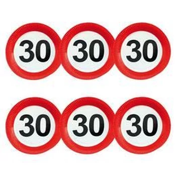 30-as Számos Sebességkorlátozó Szülinapi Parti Tányér - 23 cm, 6 db-os