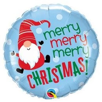 18 inch-es Manó Mintás - Merry Christmas Gnome Fólia Lufi