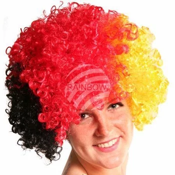 Paróka - Afro , Piros/fekete/sárga