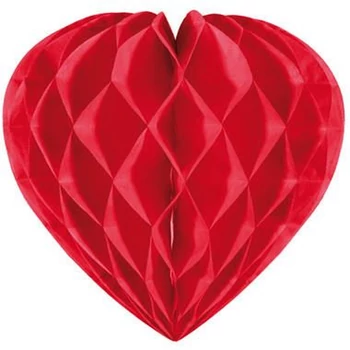 Méhsejtgömb - Piros szív , 30 cm