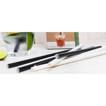 Papír szívószál - Fekete/Fehér , 40 db/cs