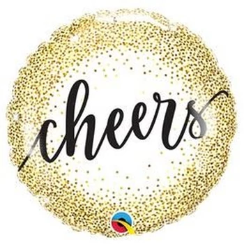 18 inch-es Cheers Feliratú Arany Pöttyös Fólia Lufi Szilveszterre