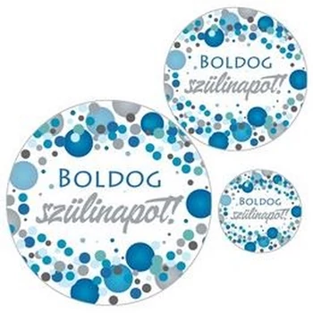 Boldog Szülinapot Kék Pasztell Konfettis Matrica Csomag - 8 db-os