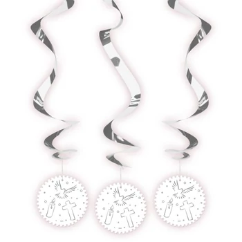 Függő dekoráció Spirálos lógó - Keresztelőre, 3db