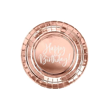 Papír tányér - Rosegold, 18cm,6 db