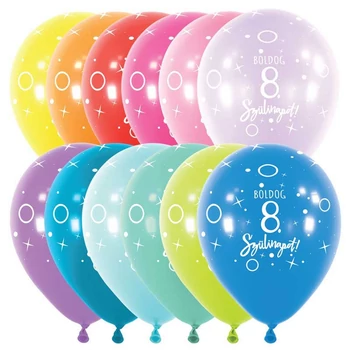 11 inch-es Boldog 8. Szülinapot Assortment Szülinapi Lufi (6 db/csomag), Héliummal