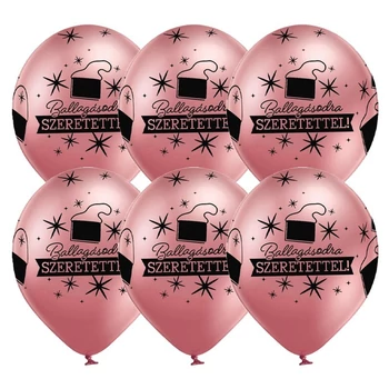 11 inch-es Ballagásodra Szeretettel Chrome Pink Lufi Ballagásra (6 db/csomag), Héliummal