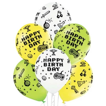 11 inch-es Happy Birthday Gamer Szülinapi Lufi (6 db/csomag) Héliummal