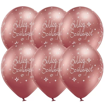 11 inch-es Boldog Szülinapot Chrome Rosegold - RózsaaranyLufi (6 db/csomag) Héliummal