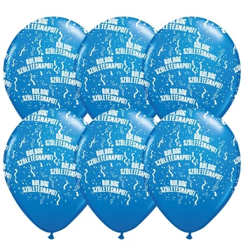 11 inch-es Boldog Születésnapot Dark Blue Lufi (6 db/csomag) Héliummal