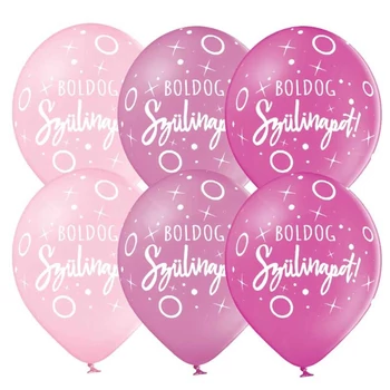 11 inch-es Boldog Születésnapot Dots & Sparkles Lányos Színekben Lufi (6 db/csomag) Héliummal