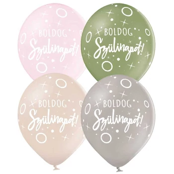 11 inch-es Boldog Születésnapot Dots & Sparkles Pasztel Színekben Léggömb - 8 db, Héliummal