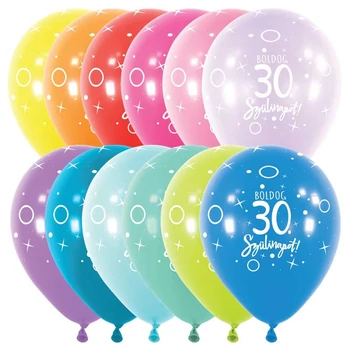11 inch-es Boldog 30. Szülinapot Assortment Szülinapi Lufi (6 db/csomag), Héliummal