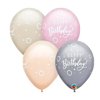 11 inch-es Birthday Dots & Sparkles Assortment Szülinapi Lufi (6 db/csomag), Héliummal