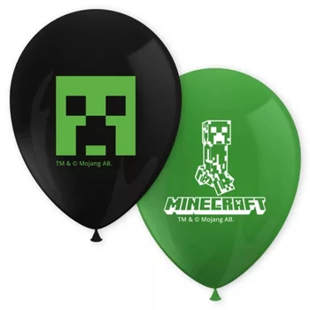 Minecraft Green léggömb, lufi 8 db-os, Héliummal