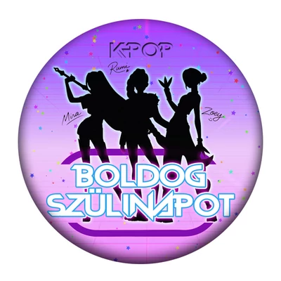 Boldog Szülinapot K-Pop Mintás Szülinapi Kitűző - 5,5 cm