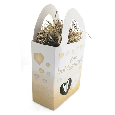 Sok Boldogságot! Menyasszony-Vőlegény Arany Esküvői Ajándéktasak Léggömbsúly - 120 gr