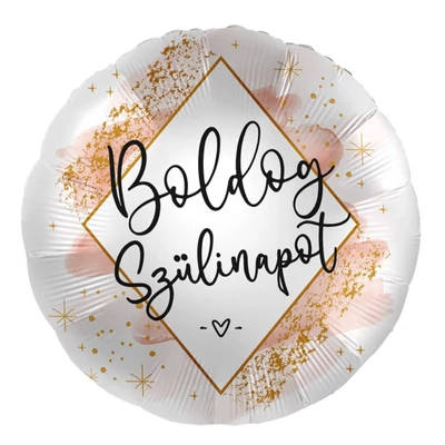 17 inch-es Boldog Szülinapot Elegáns Trendi Mintás Fólia Lufi Héliummal