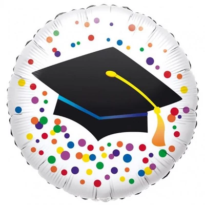 18 inch-es Diplomakalapos Színes Konfettis Ballagási fólia lufi 46cm Héliummal