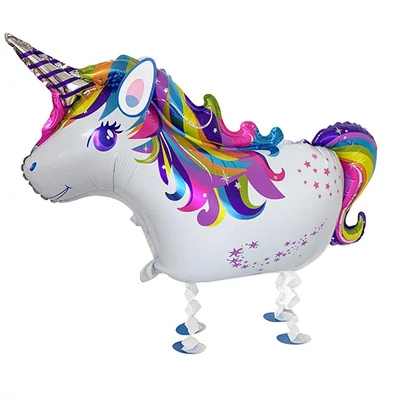 Sétáló unikornis lufi – interaktív fólia léggömb, héliummal