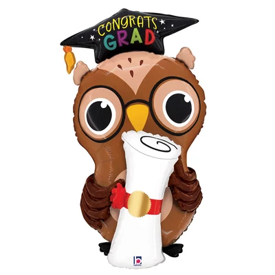 Fólia Léggömb - Super Shape - Bagoly diplomával, 76 cm Héliummal