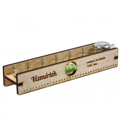 Vízmérték + pálinkás pohár 6db 37cm