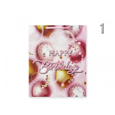 Ajándéktasak Happy Birthday lufis nagy 26x10x32cm