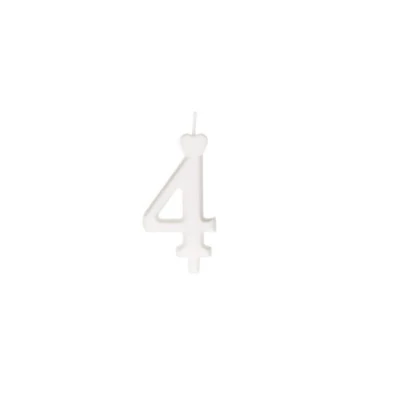 Gyertya - fehér számgyertya talppal 4-s 6cm
