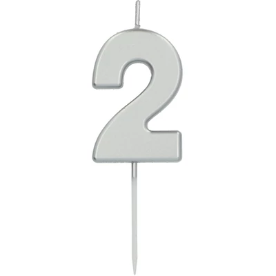 2. számú gyertya ezüst - 5 cm