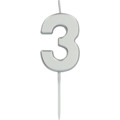 3. számú gyertya ezüst - 5 cm