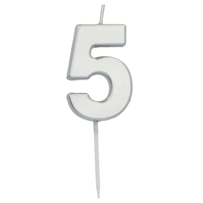 5. számú gyertya ezüst - 5 cm