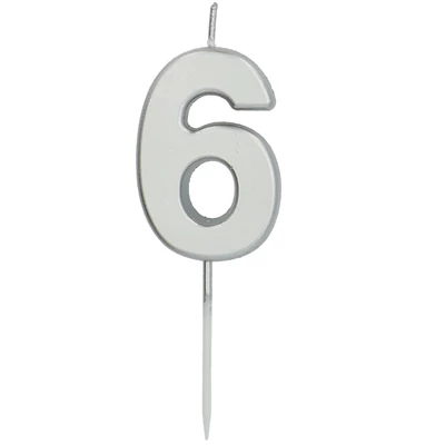 6. számú gyertya ezüst - 5 cm