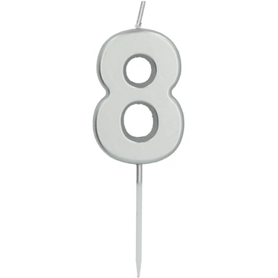8. számú gyertya ezüst - 5 cm