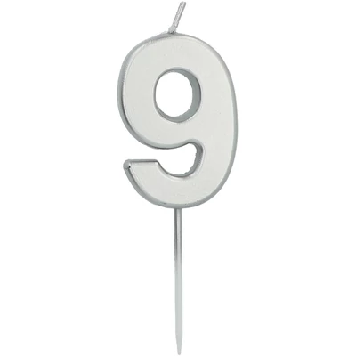 9. számú gyertya ezüst - 5 cm