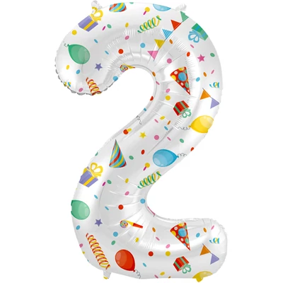 Fólia lufi 2-s szám Örömteli Party - 86 cm Héliummal