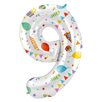 Fólia lufi 9-s szám Örömteli Party - 86 cm Héliummal