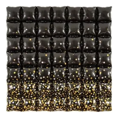 Lufi háttér holografikus, Fekete - Arany 90x90cm 49 kocka csak levegővel