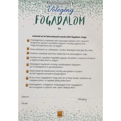 Vőlegény Fogadalom Legénybúcsús Ajándék Tábla