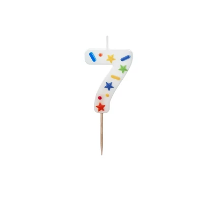 Szülinapi Gyertya Fehér Konfettis – '7' 5,5cm