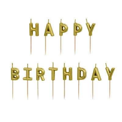Születésnapi gyertyák Boldog születésnapot, 2,5 cm, arany