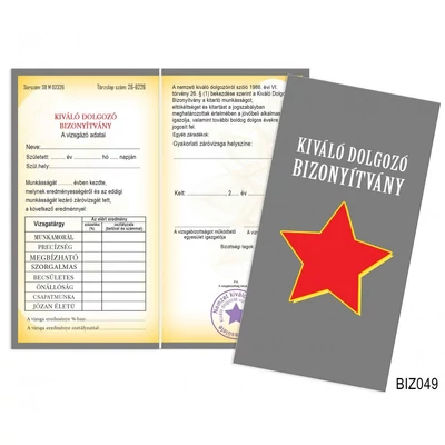 Bizonyítvány - Kiváló dolgozó