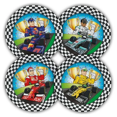 Autóversenyzős papírtányér - 8db
