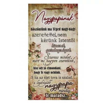 Falikép tábla - Nagypapának 26x50cm