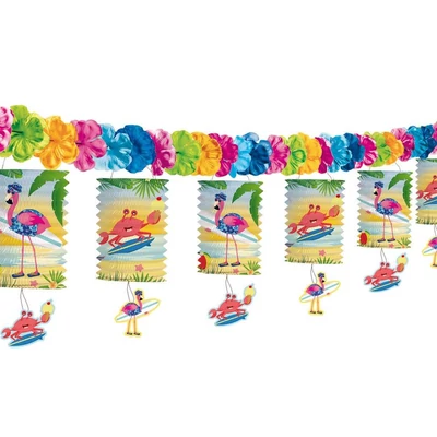 Flamingós henger lampion girland - 3,6m