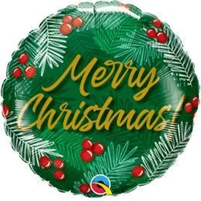 18 inch-es Christmas Greens and Berries Fólia Lufi Karácsonyra