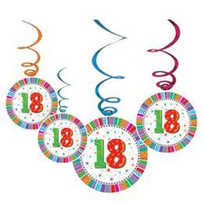 Radiant 18-as Szülinapi Parti Függő Dekoráció - 6 db-os