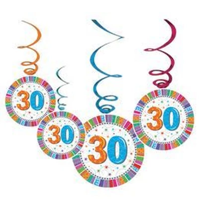 Radiant 30-as Szülinapi Parti Függő Dekoráció - 6 db-os